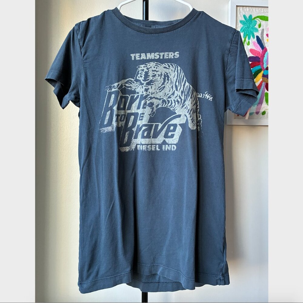 Diesel Blue Born to be Brave Graphic T-Shirt - Size S